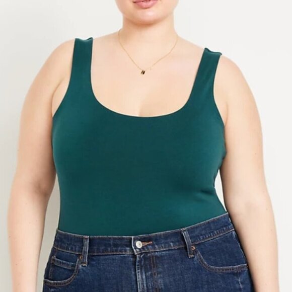 Old Navy NWT Women's Size 4X Dark Green Double-Layer Scoop-Neck Tank Bodysuit - Picture 1 of 11
